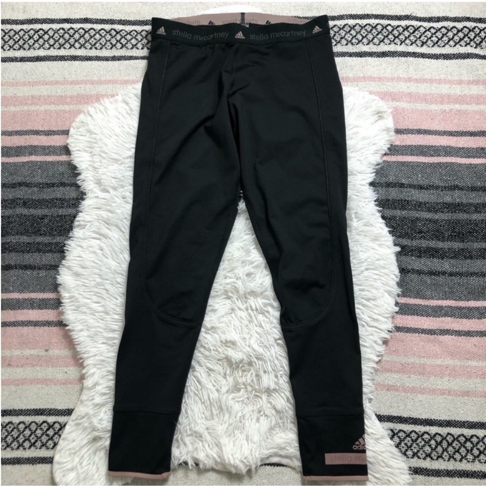 Stella McCartney Adidas Leggings Crop Cropped Athletic Wear Black Pink Small